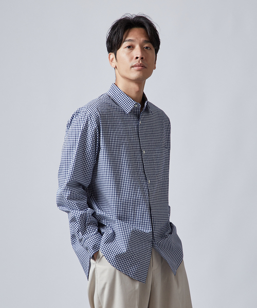 B.C STOCK（ベーセーストック）の「PLAID ロングスリーブチェックシャツ（シャツ/ブラウス・メンズ・ネイビー/ダークブルー/ブルー系その他/ブラック/アイボリー・MEDIUM/LARGE）」の4枚目の写真