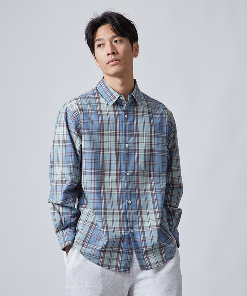B.C STOCK（ベーセーストック）の「PLAID ロングスリーブチェックシャツ（シャツ/ブラウス・メンズ・ネイビー/ダークブルー/ブルー系その他/ブラック/アイボリー・MEDIUM/LARGE）」の5枚目の写真