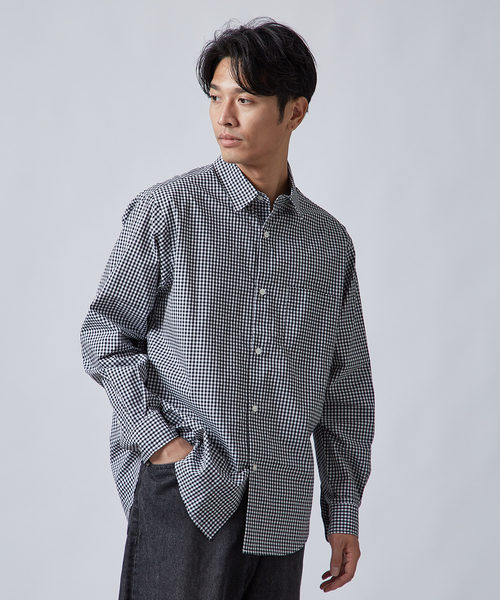 B.C STOCK（ベーセーストック）の「PLAID ロングスリーブチェックシャツ（シャツ/ブラウス・メンズ・ネイビー/ダークブルー/ブルー系その他/ブラック/アイボリー・MEDIUM/LARGE）」の3枚目の写真