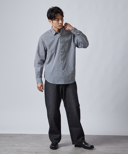 B.C STOCK（ベーセーストック）の「PLAID ロングスリーブチェックシャツ（シャツ/ブラウス・メンズ・ネイビー/ダークブルー/ブルー系その他/ブラック/アイボリー・MEDIUM/LARGE）」の6枚目の写真