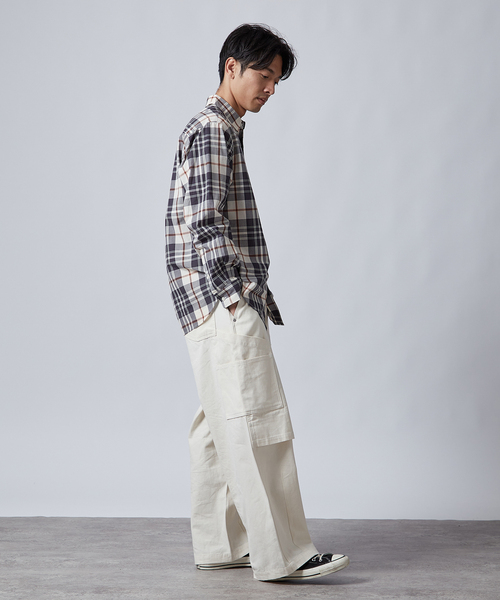 B.C STOCK（ベーセーストック）の「PLAID ロングスリーブチェックシャツ（シャツ/ブラウス・メンズ・ネイビー/ダークブルー/ブルー系その他/ブラック/アイボリー・MEDIUM/LARGE）」の17枚目の写真