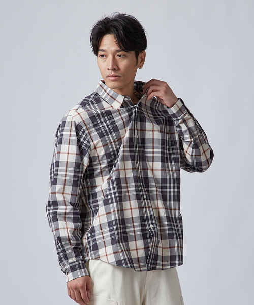 B.C STOCK（ベーセーストック）の「PLAID ロングスリーブチェックシャツ（シャツ/ブラウス・メンズ・ネイビー/ダークブルー/ブルー系その他/ブラック/アイボリー・MEDIUM/LARGE）」の21枚目の写真