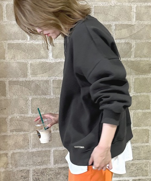 ABYS（アビス）の「プリントロゴ裏起毛スウエット（スウェット・レディース・杢グレー/チャコールグレー/レッド・FREE）」の11枚目の写真