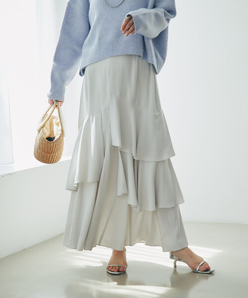 La boutique BonBon グレー タイトスカート 38 新品タグ付き La boutique BonBon｜【名品・復刻】パール付きデニムタイト