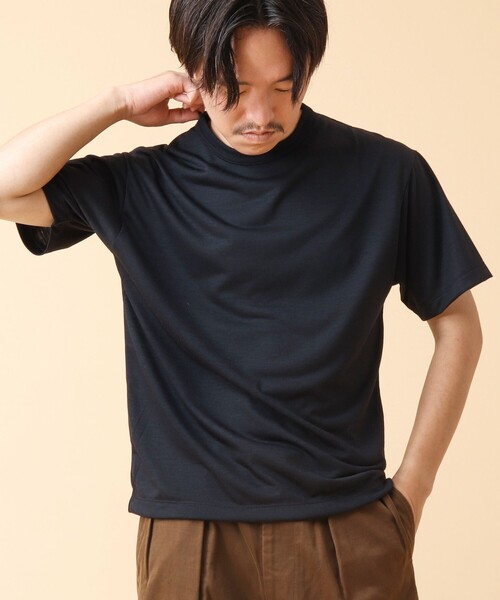 NOLLEY’S(ノーリーズ)の「AXIO吸水速乾 ウォッシャブルウールTシャツ(Tシャツ/カットソー・メンズ・ブラック/ネイビー/ブラック系その他/グレー・L/M)」の4枚目の写真