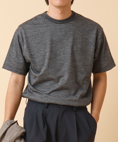 NOLLEY’S(ノーリーズ)の「AXIO吸水速乾 ウォッシャブルウールTシャツ(Tシャツ/カットソー・メンズ・ブラック/ネイビー/ブラック系その他/グレー・L/M)」の1枚目の写真