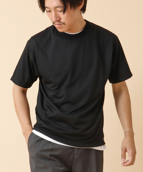 NOLLEY’S(ノーリーズ)の「AXIO吸水速乾 ウォッシャブルウールTシャツ(Tシャツ/カットソー・メンズ・ブラック/ネイビー/ブラック系その他/グレー・L/M)」の11枚目の写真