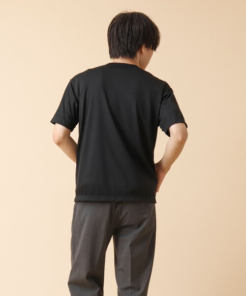 NOLLEY’S(ノーリーズ)の「AXIO吸水速乾 ウォッシャブルウールTシャツ(Tシャツ/カットソー・メンズ・ブラック/ネイビー/ブラック系その他/グレー・L/M)」の13枚目の写真