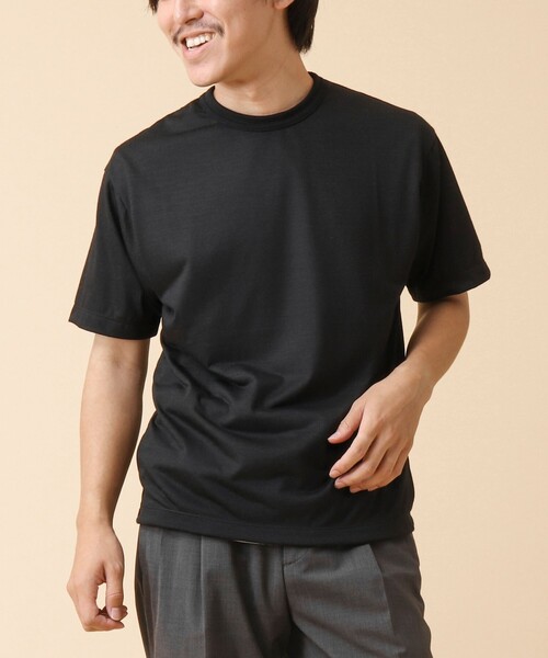 NOLLEY’S(ノーリーズ)の「AXIO吸水速乾 ウォッシャブルウールTシャツ(Tシャツ/カットソー・メンズ・ブラック/ネイビー/ブラック系その他/グレー・L/M)」の14枚目の写真