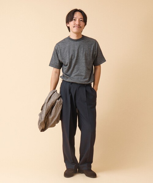 NOLLEY’S(ノーリーズ)の「AXIO吸水速乾 ウォッシャブルウールTシャツ(Tシャツ/カットソー・メンズ・ブラック/ネイビー/ブラック系その他/グレー・L/M)」の17枚目の写真