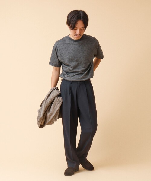 NOLLEY’S(ノーリーズ)の「AXIO吸水速乾 ウォッシャブルウールTシャツ(Tシャツ/カットソー・メンズ・ブラック/ネイビー/ブラック系その他/グレー・L/M)」の18枚目の写真