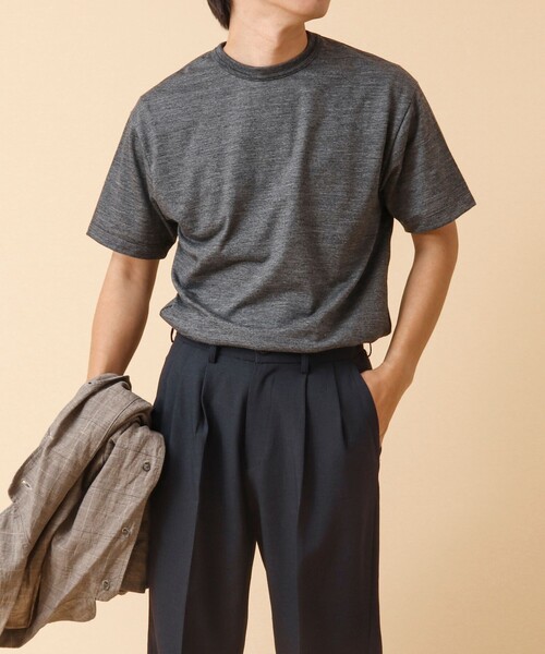 NOLLEY’S(ノーリーズ)の「AXIO吸水速乾 ウォッシャブルウールTシャツ(Tシャツ/カットソー・メンズ・ブラック/ネイビー/ブラック系その他/グレー・L/M)」の20枚目の写真