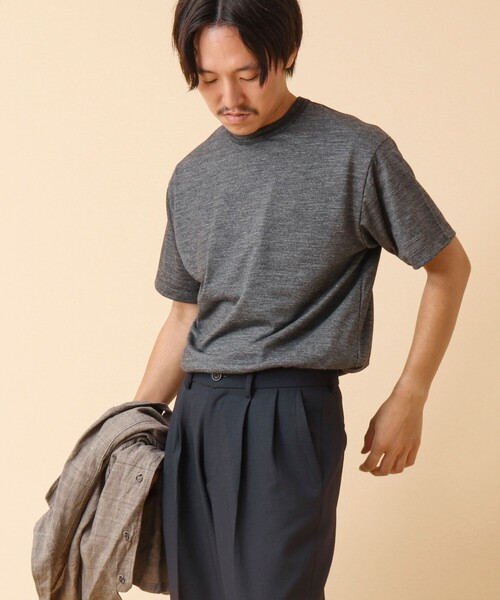 NOLLEY’S(ノーリーズ)の「AXIO吸水速乾 ウォッシャブルウールTシャツ(Tシャツ/カットソー・メンズ・ブラック/ネイビー/ブラック系その他/グレー・L/M)」の21枚目の写真