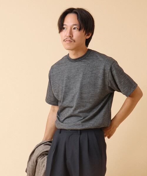 NOLLEY’S(ノーリーズ)の「AXIO吸水速乾 ウォッシャブルウールTシャツ(Tシャツ/カットソー・メンズ・ブラック/ネイビー/ブラック系その他/グレー・L/M)」の22枚目の写真