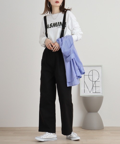 atONE(アットワン)の「サイドビックポケットサロペットパンツ(サロペット/オーバーオール・レディース・カーキ/ブラック/ベージュ・M/L/LL/3L/4L)」の4枚目の写真