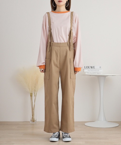 atONE(アットワン)の「サイドビックポケットサロペットパンツ(サロペット/オーバーオール・レディース・カーキ/ブラック/ベージュ・M/L/LL/3L/4L)」の16枚目の写真