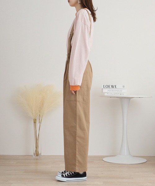 atONE(アットワン)の「サイドビックポケットサロペットパンツ(サロペット/オーバーオール・レディース・カーキ/ブラック/ベージュ・M/L/LL/3L/4L)」の17枚目の写真