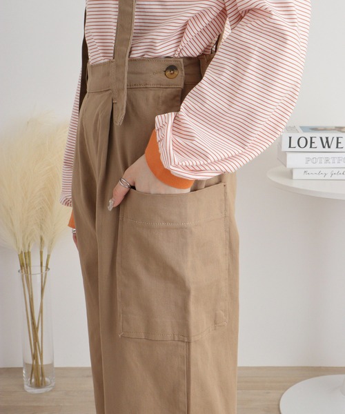 atONE(アットワン)の「サイドビックポケットサロペットパンツ(サロペット/オーバーオール・レディース・カーキ/ブラック/ベージュ・M/L/LL/3L/4L)」の20枚目の写真