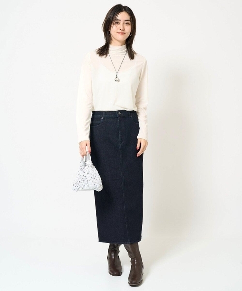 a.v.v（アーヴェヴェ）の「シアーハイネックカットソー（Tシャツ/カットソー・レディース・ブラック/アイボリー/ライトピンク/モカ・38/40/42/36）」の12枚目の写真