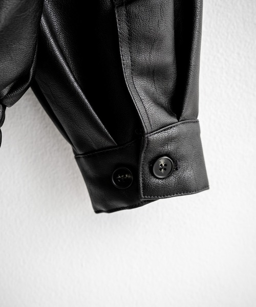 Rocky Monroe(ロッキーモンロー)の「オーバーサイズPUレザー G-1型フライトブルゾン(ライダースジャケット・メンズ・ブラウン/ブラック/アイボリー・M/L/XL)」の13枚目の写真