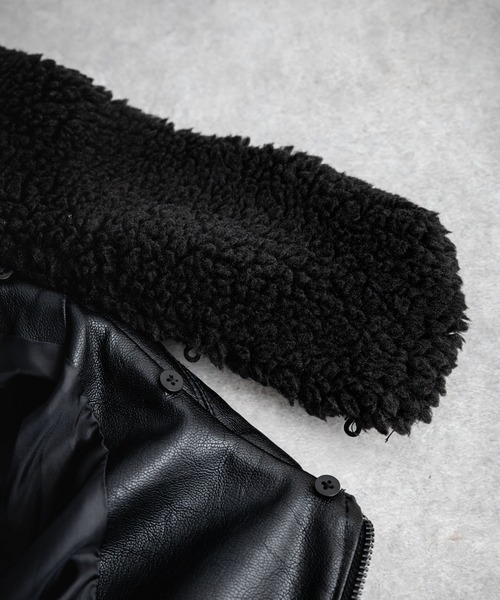 Rocky Monroe(ロッキーモンロー)の「オーバーサイズPUレザー G-1型フライトブルゾン(ライダースジャケット・メンズ・ブラウン/ブラック/アイボリー・M/L/XL)」の14枚目の写真