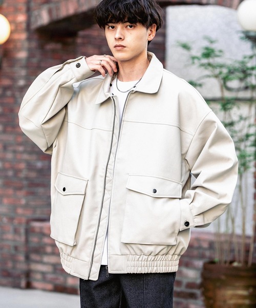 セール】オーバーサイズPUレザー G-1型フライトブルゾン（ライダース