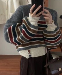 マルチボーダーニットプルオーバー
