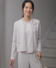 ジェイプレス ノーカラー ジャケット ブルゾン セットアップ対応・洗える・UVケア・速乾】 OXIJEWELストレッチ