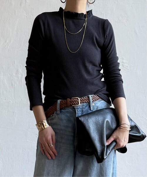 LBC（エルビーシー）の「三角テレコ襟フリルロンT（Tシャツ/カットソー・レディース・ターコイズブルー/ホワイト/チャコール/マスタード・M/L）」の12枚目の写真