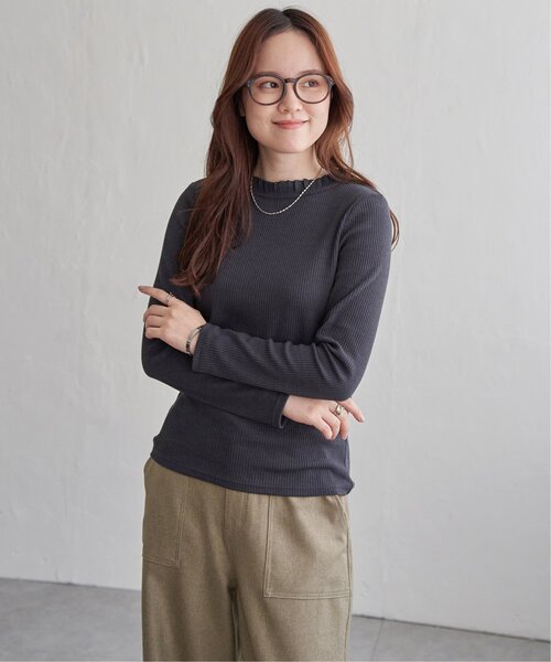 LBC（エルビーシー）の「三角テレコ襟フリルロンT（Tシャツ/カットソー・レディース・ホワイト/チャコール/マスタード/ターコイズブルー・M/L）」の14枚目の写真