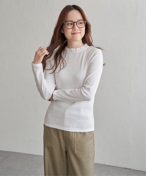 LBC（エルビーシー）の「三角テレコ襟フリルロンT（Tシャツ/カットソー・レディース・ホワイト/チャコール/マスタード/ターコイズブルー・M/L）」の17枚目の写真