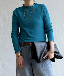 三角テレコ襟フリルロンT