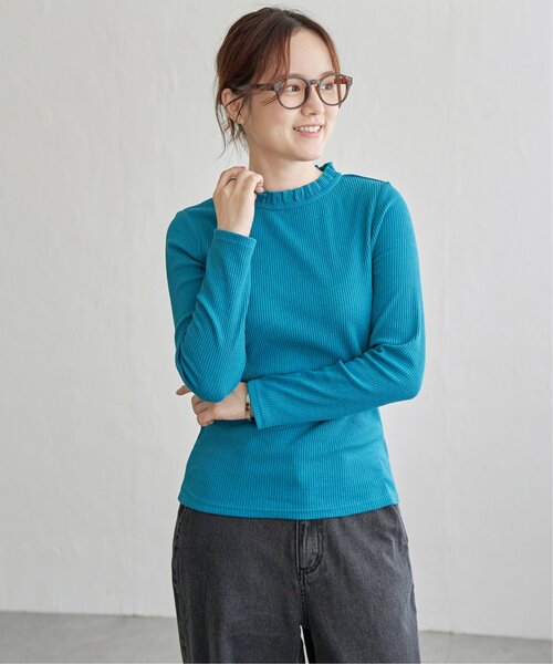 LBC（エルビーシー）の「三角テレコ襟フリルロンT（Tシャツ/カットソー・レディース・ホワイト/チャコール/マスタード/ターコイズブルー・M/L）」の7枚目の写真