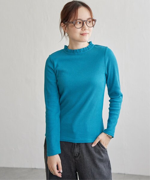 LBC（エルビーシー）の「三角テレコ襟フリルロンT（Tシャツ/カットソー・レディース・ターコイズブルー/ホワイト/チャコール/マスタード・M/L）」の6枚目の写真