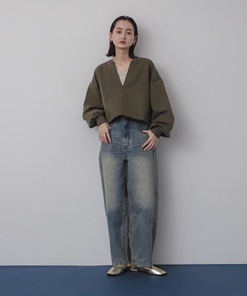 セール】ボリュームスリーブクロップドトップ（スウェット）｜SENSE OF