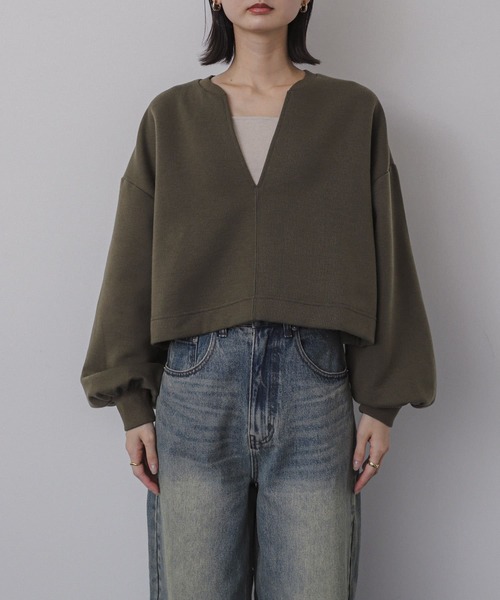 セール】ボリュームスリーブクロップドトップ（スウェット）｜SENSE OF