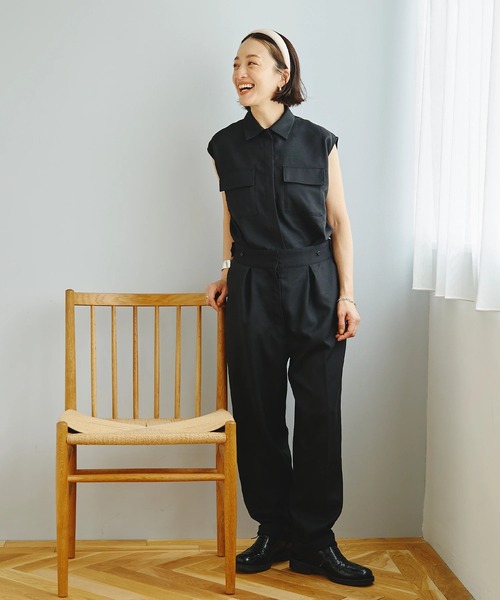 【タグ付】DressLab ドレスラボ　半袖　オールインワン　モスグリーン size SHORT/TALLあり］ドライクロス レイヤード オールインワン