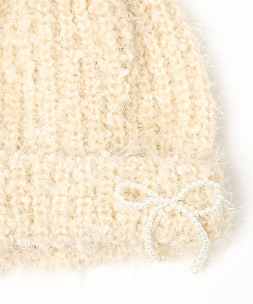 Heather（ヘザー）の「リボンニットキャップ　153257（ニットキャップ/ビーニー・レディース・アイボリー/ブラック・ONE SIZE）」の9枚目の写真