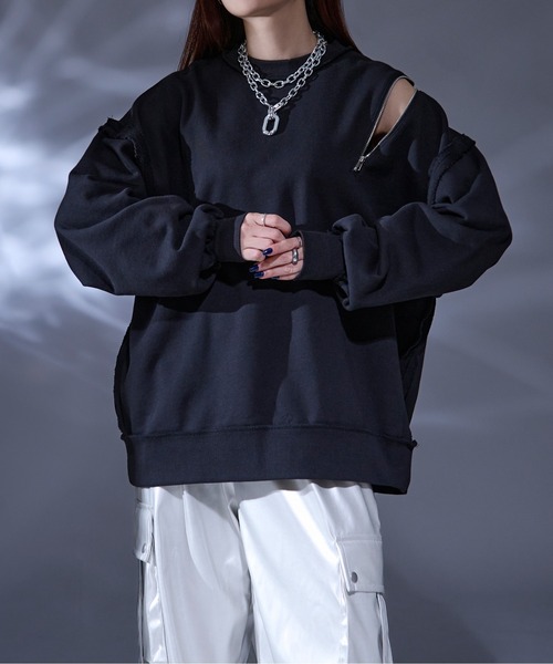 Ellno Loset（エルノロゼット）の「ヘビーウェイトアシメジップスウェット（スウェット・メンズ・ブラック/ブラック系その他・SMALL/MEDIUM/LARGE）」の14枚目の写真