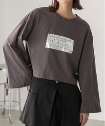 箔アソートプリント ショート丈ロングTシャツ
