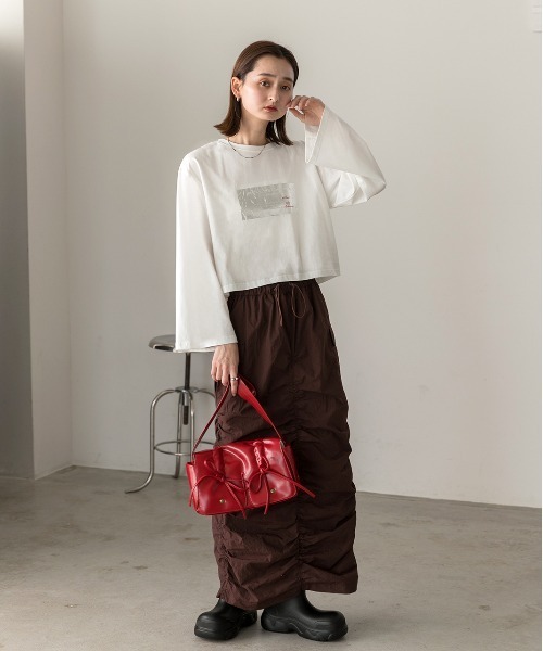 Fulltide25 春夏新作 アシンメトリーTシャツ（バッジ付き） osharewalker Tシャツ レディース トップス バイカラー アシメ
