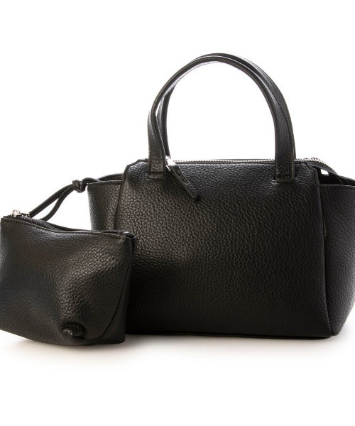 cache cache(カシュ カシュ)の「カシュカシュ cachecache / ポーチ付ダブルフェイスミニボストンバッグ(ショルダーバッグ・レディース・ベージュ/グレー系その他/ブラック・FREE)」の2枚目の写真