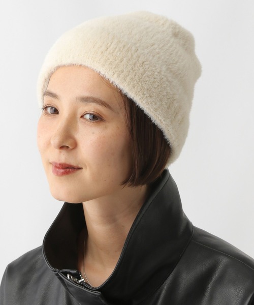 LEPSIM(レプシィム)の「シャギーニットワッチ 150984(ニットキャップ/ビーニー・レディース・アイボリー/ライトグレー/ブラック・ONE SIZE)」の1枚目の写真