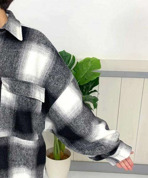 CRB(シーアールビー)の「シャギーチェックビッグシャツ(シャツ/ブラウス・レディース・グリーン/キャメル/ブラック・F)」の18枚目の写真