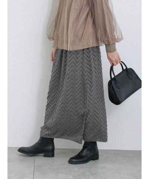 Samansa Mos2 blue（サマンサモスモスブルー）の「ジグザグ柄フリンジナロースカート（スカート・レディース・ブラック/グレー/チャコールグレー・F）」の17枚目の写真