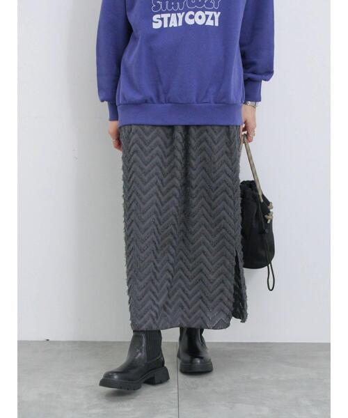 Samansa Mos2 blue（サマンサモスモスブルー）の「ジグザグ柄フリンジナロースカート（スカート・レディース・ブラック/グレー/チャコールグレー・F）」の22枚目の写真