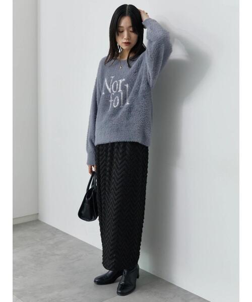 Samansa Mos2 blue（サマンサモスモスブルー）の「ジグザグ柄フリンジナロースカート（スカート・レディース・ブラック/グレー/チャコールグレー・F）」の7枚目の写真