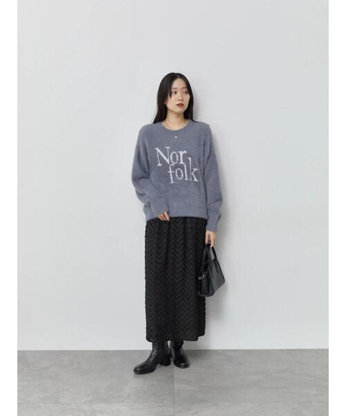 Samansa Mos2 blue（サマンサモスモスブルー）の「ジグザグ柄フリンジナロースカート（スカート・レディース・ブラック/グレー/チャコールグレー・F）」の10枚目の写真