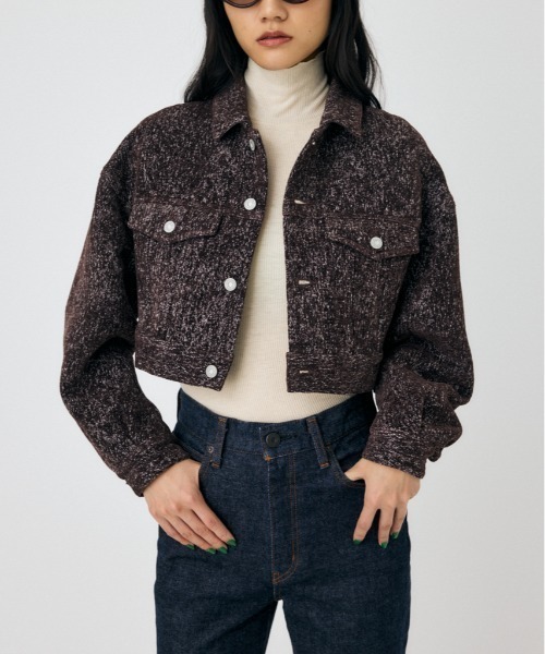 MOUSSY（マウジー）の「【セットアップ対応】SHORT TWEEDY ジャケット（デニムジャケット・レディース・ブラウン/ブラック/ブルー・FREE）」の3枚目の写真
