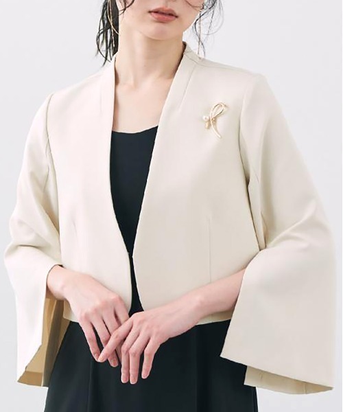SETUP7(セットアップセブン)の「【metoi】袖スリットノーカラージャケット 結婚式 二次会 パーティー フォーマル オケージョン(ノーカラージャケット・レディース・アイボリー/ブラック・XL/L/M/S)」の16枚目の写真